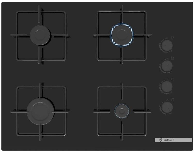 BOSCH POP7C6P30O Serie 4 Gazlı Ocak 67 cm Sert cam, Siyah (SADECE İZMİR İÇİ TESLİMAT)