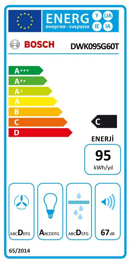 Serie | 2 Duvar Tipi Davlumbaz 90 cm clear glass black printed DWK095G60T (SADECE İZMİR İÇİ TESLİMAT)