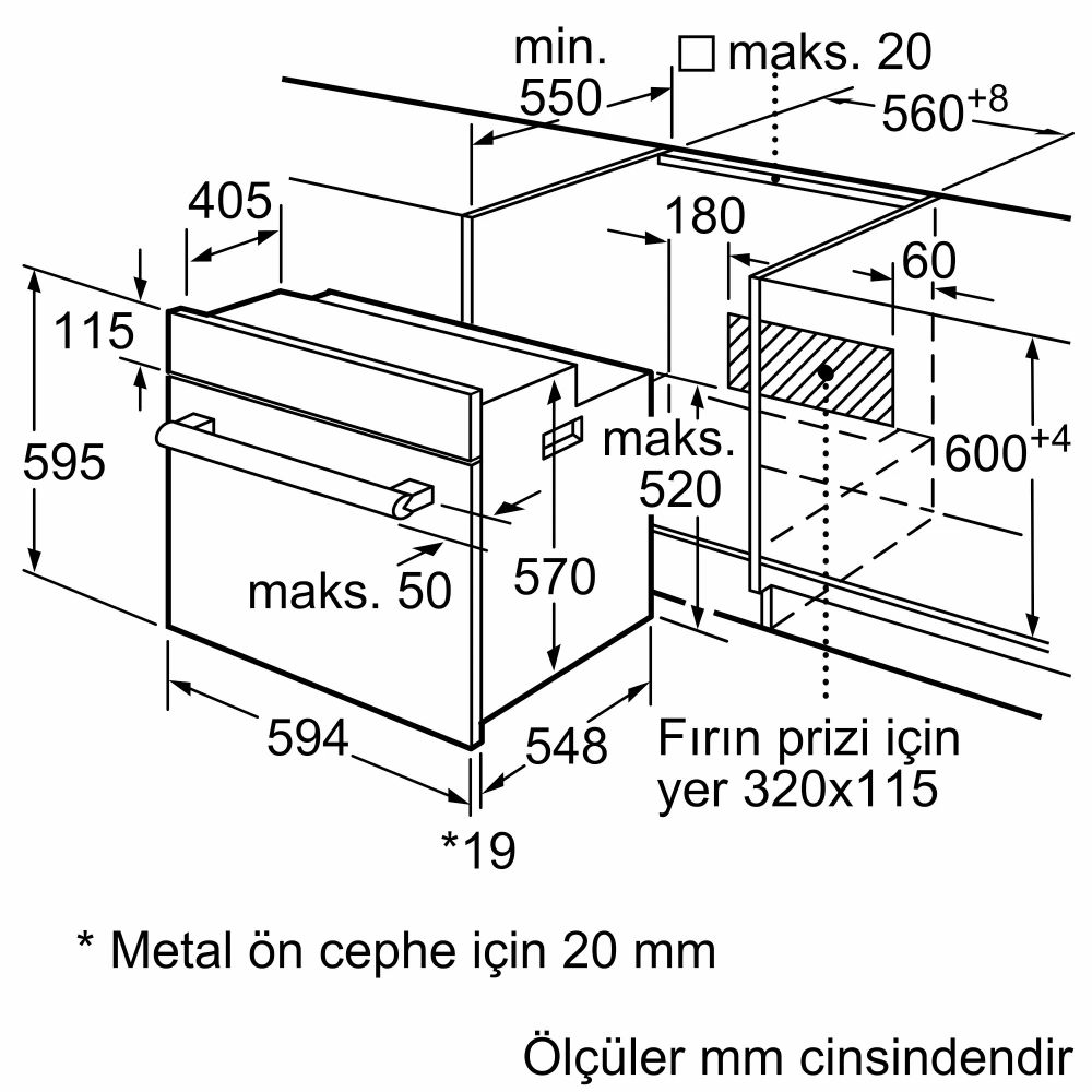 Serie 4 Buhar Destekli Ankastre Fırın 60 x 60 cm Siyah HIF534EB3T (SADECE İZMİR İÇİ TESLİMAT)