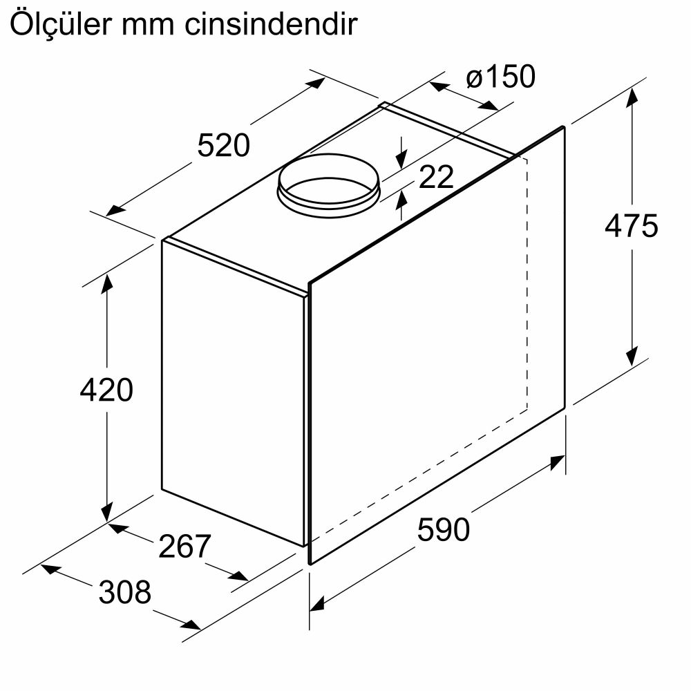 Serie | 4 Duvar Tipi Davlumbaz 60 cm clear glass dark silver printed DWF65AJ70T (SADECE İZMİR İÇİ TESLİMAT)