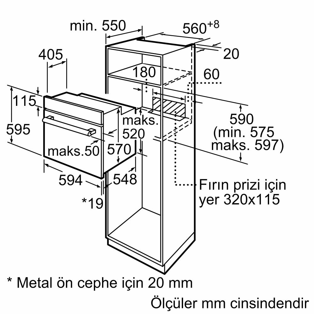 Serie 6 Ankastre Fırın 60 x 60 cm Inox HBJ558YS5T (SADECE İZMİR İÇİ TESLİMAT)