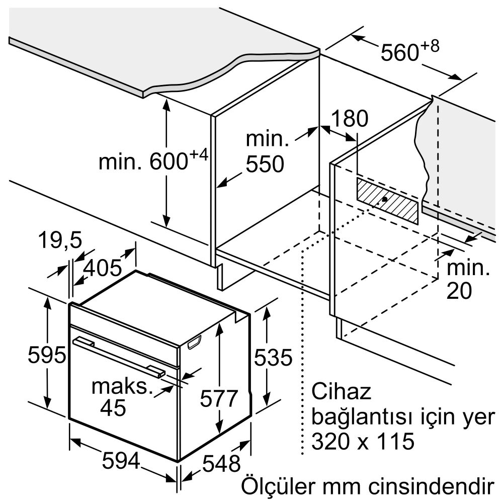 Serie 8 Buhar Destekli Ankastre Fırın 60 x 60 cm Siyah HRG7361B1 (SADECE İZMİR İÇİ TESLİMAT)